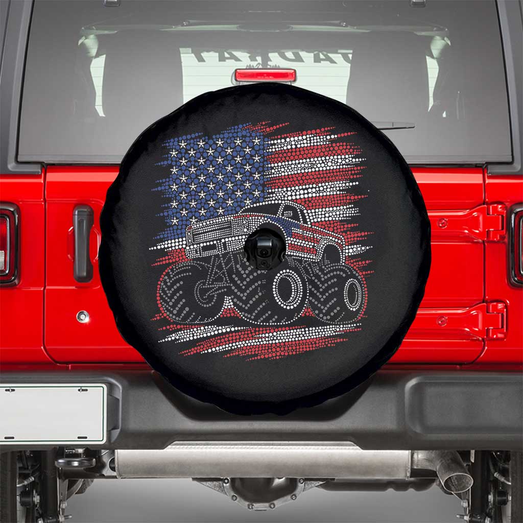 Patriotic Monster Truck Polka Dot Spare Tire Cover Dot Day Gift TS12 Black Print Your Wear