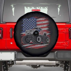 Patriotic Monster Truck Polka Dot Spare Tire Cover Dot Day Gift TS12 Black Print Your Wear
