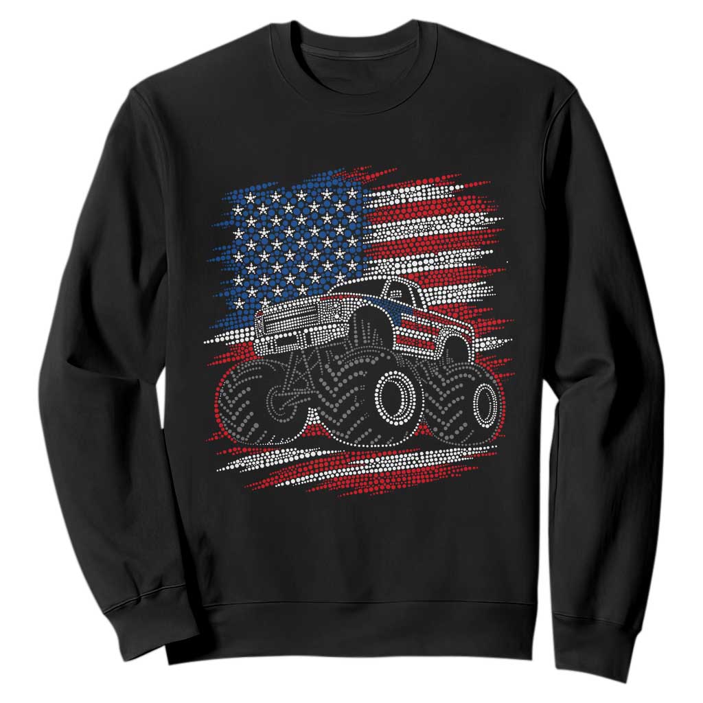 Patriotic Monster Truck Polka Dot Sweatshirt Dot Day Gift TS12 Black Print Your Wear