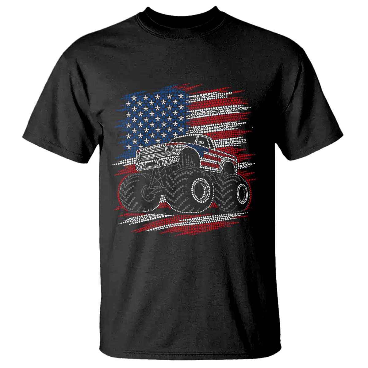 Patriotic Monster Truck Polka Dot T Shirt Dot Day Gift TS12 Black Print Your Wear