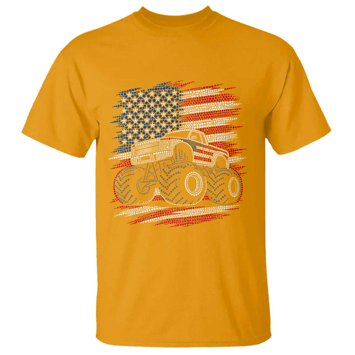 Patriotic Monster Truck Polka Dot T Shirt Dot Day Gift TS12 Gold Print Your Wear
