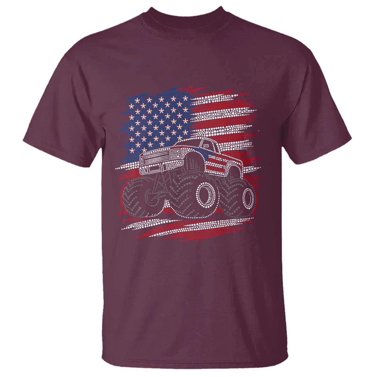 Patriotic Monster Truck Polka Dot T Shirt Dot Day Gift TS12 Maroon Print Your Wear
