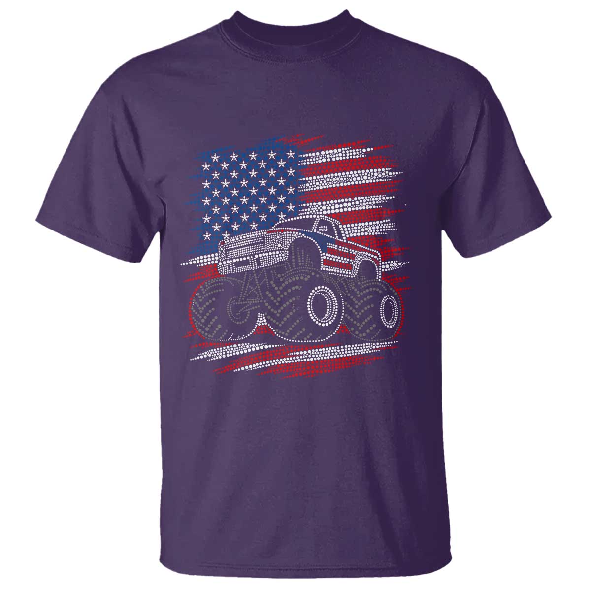 Patriotic Monster Truck Polka Dot T Shirt Dot Day Gift TS12 Purple Print Your Wear