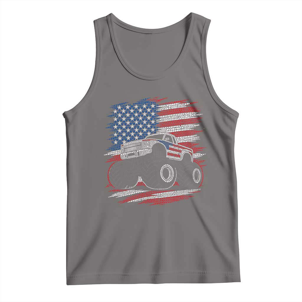 Patriotic Monster Truck Polka Dot Tank Top Dot Day Gift TS12 Deep Heather Print Your Wear
