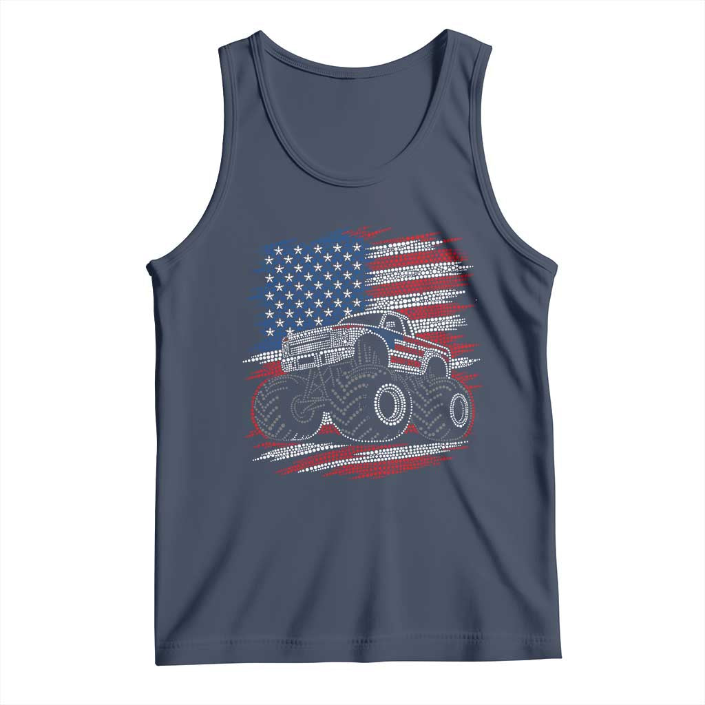 Patriotic Monster Truck Polka Dot Tank Top Dot Day Gift TS12 Navy Print Your Wear