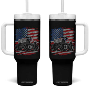 Patriotic Monster Truck Polka Dot Tumbler With Handle Dot Day Gift TS12 One Size: 40 oz Black Print Your Wear