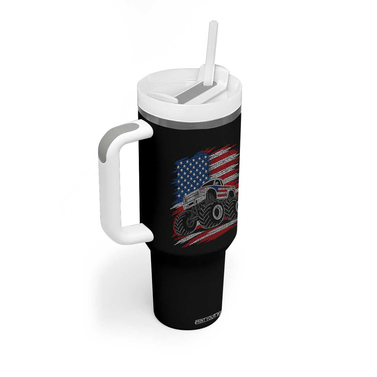 Patriotic Monster Truck Polka Dot Tumbler With Handle Dot Day Gift TS12 Print Your Wear