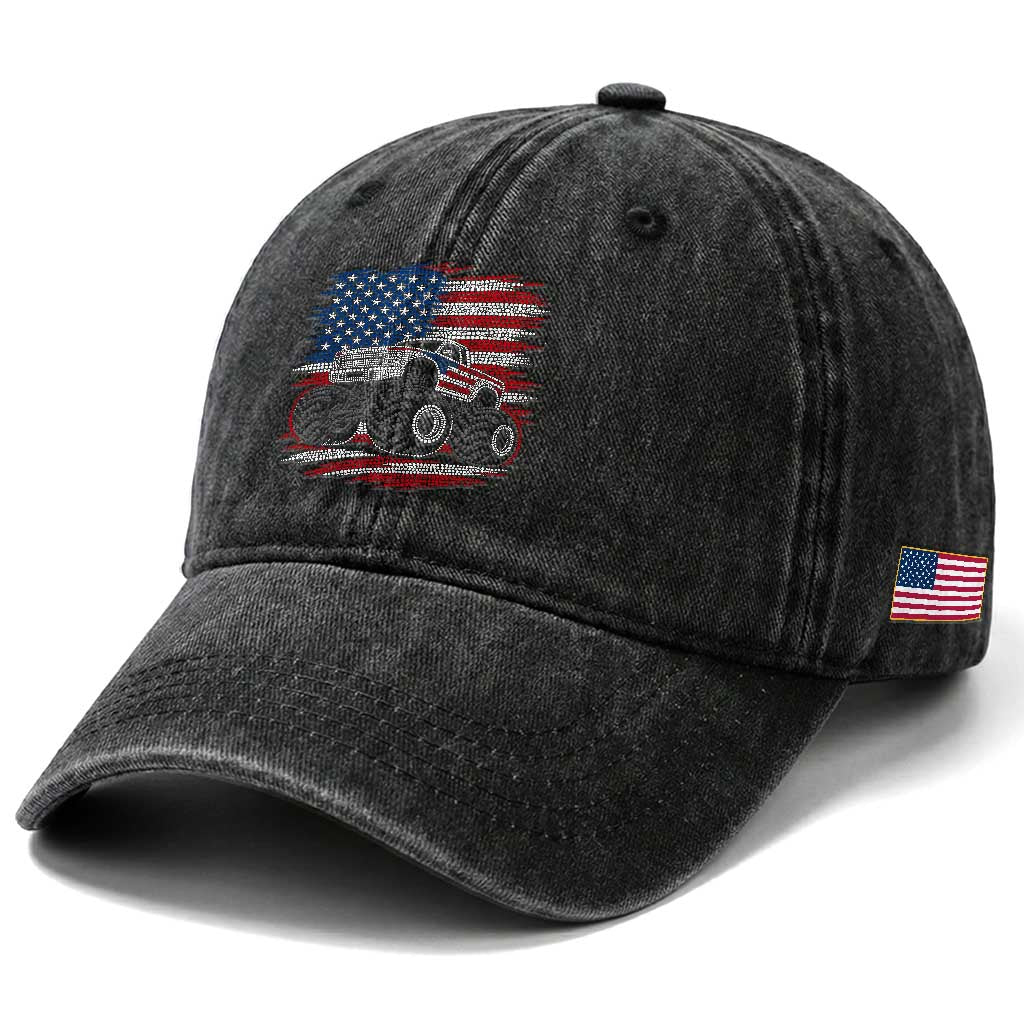 Patriotic Monster Truck Polka Dot Washed Cotton Baseball Cap Dot Day Gift TS12 Print Your Wear