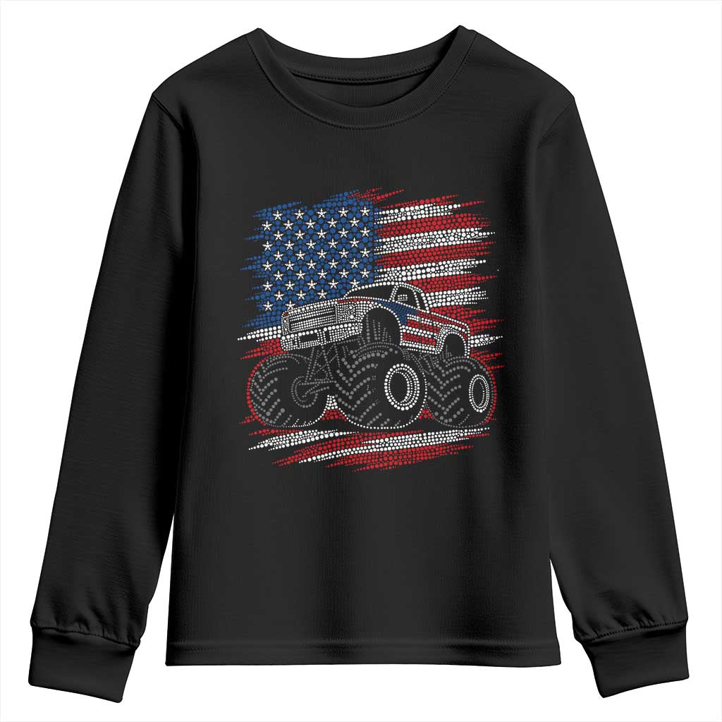 Patriotic Monster Truck Polka Dot Youth Sweatshirt Dot Day Gift TS12 Black Print Your Wear