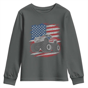Patriotic Monster Truck Polka Dot Youth Sweatshirt Dot Day Gift TS12 Dark Heather Print Your Wear