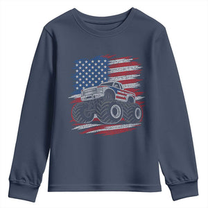 Patriotic Monster Truck Polka Dot Youth Sweatshirt Dot Day Gift TS12 Navy Print Your Wear