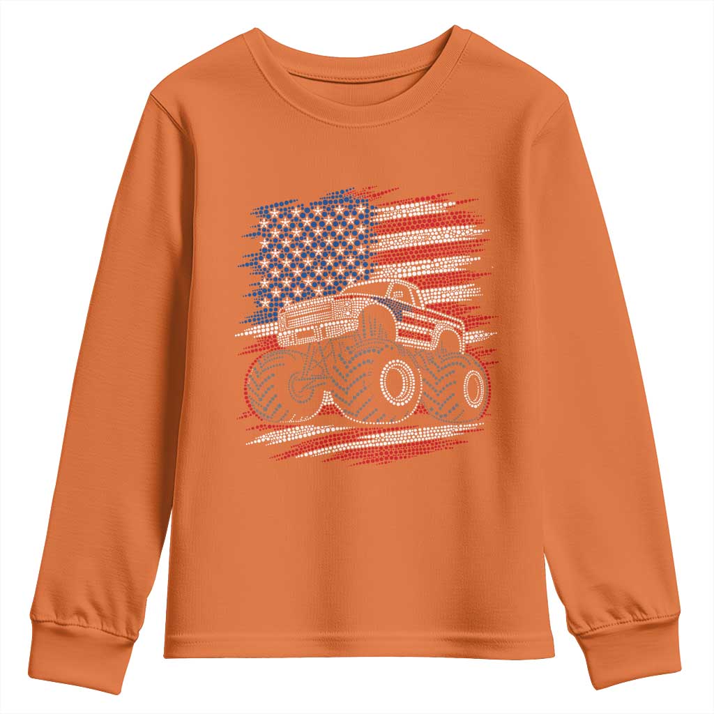 Patriotic Monster Truck Polka Dot Youth Sweatshirt Dot Day Gift TS12 Orange Print Your Wear