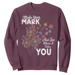 Happy Dot Day Sweatshirt Make Your Mark And See Where It Takes You TS12 Maroon Print Your Wear