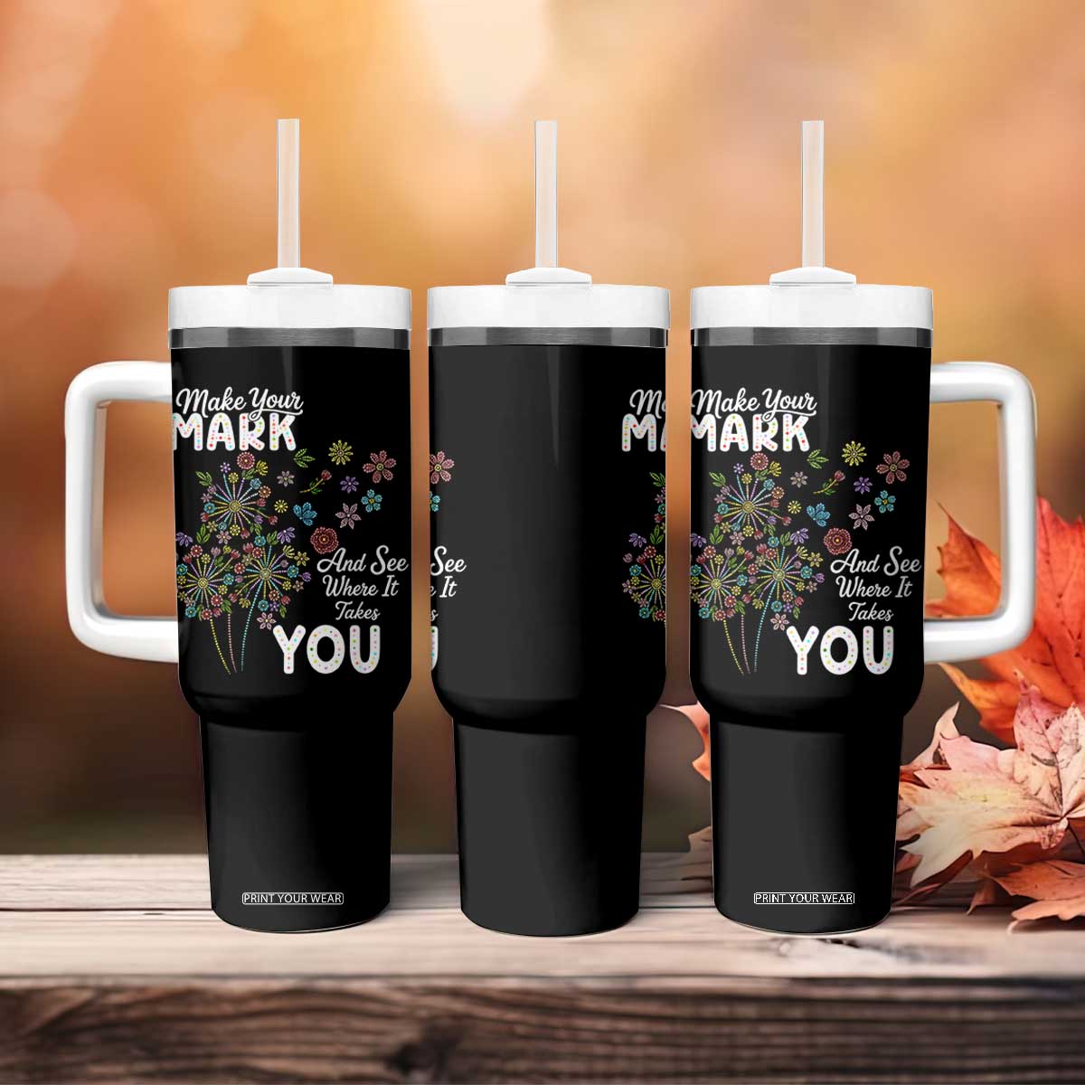 Happy Dot Day Tumbler With Handle Make Your Mark And See Where It Takes You TS12 Print Your Wear