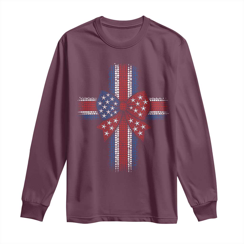 Dot Day Christian Long Sleeve Shirt Patriotic Polka Dot Cross TS12 Maroon Print Your Wear