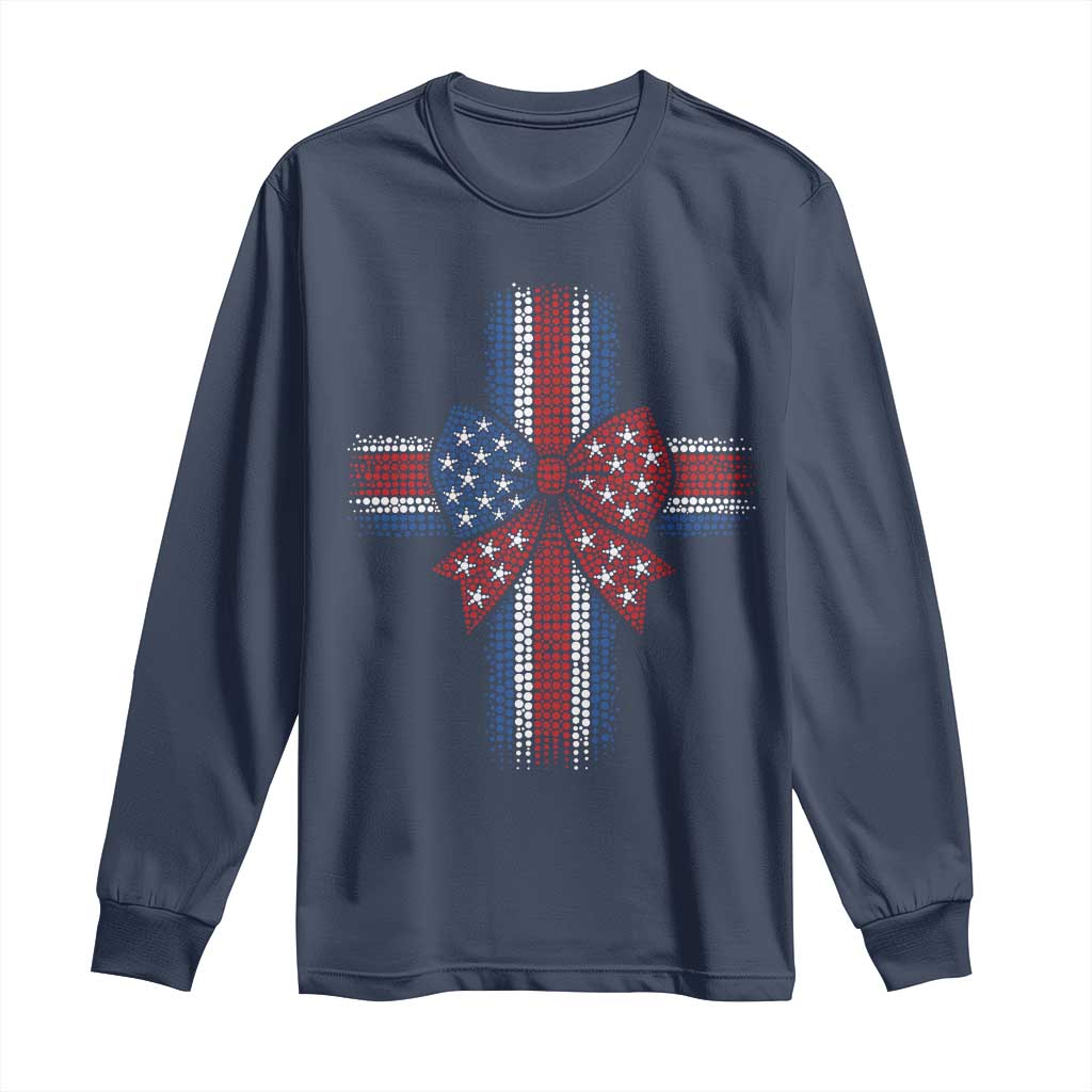 Dot Day Christian Long Sleeve Shirt Patriotic Polka Dot Cross TS12 Navy Print Your Wear