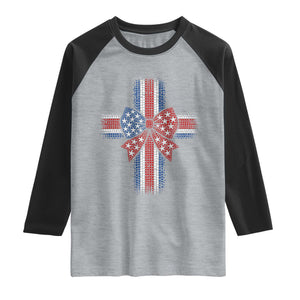 Dot Day Christian Raglan Shirt Patriotic Polka Dot Cross TS12 Heather Gray Black Print Your Wear