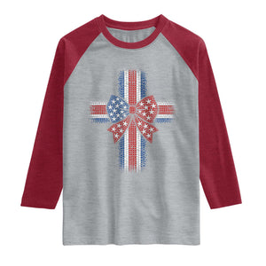 Dot Day Christian Raglan Shirt Patriotic Polka Dot Cross TS12 Heather Gray Heather Red Print Your Wear