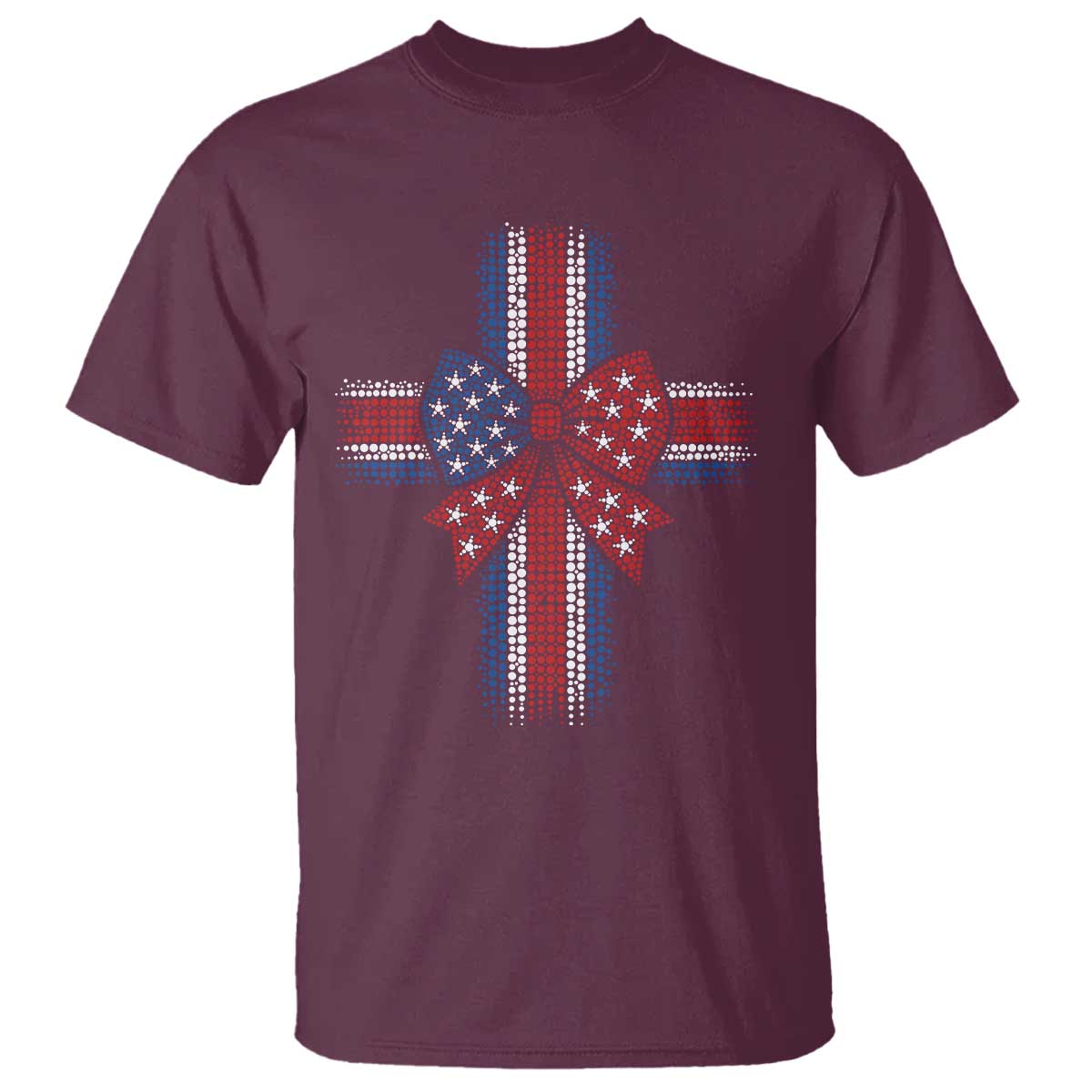 Dot Day Christian T Shirt Patriotic Polka Dot Cross TS12 Maroon Print Your Wear