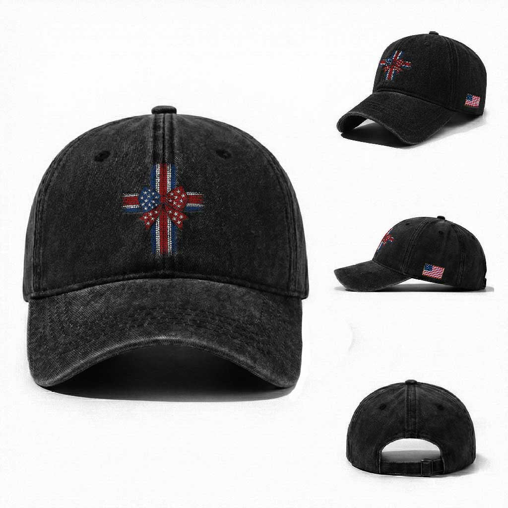 Dot Day Christian Washed Cotton Baseball Cap Patriotic Polka Dot Cross TS12 Washed Cap Universal Fit Black Print Your Wear
