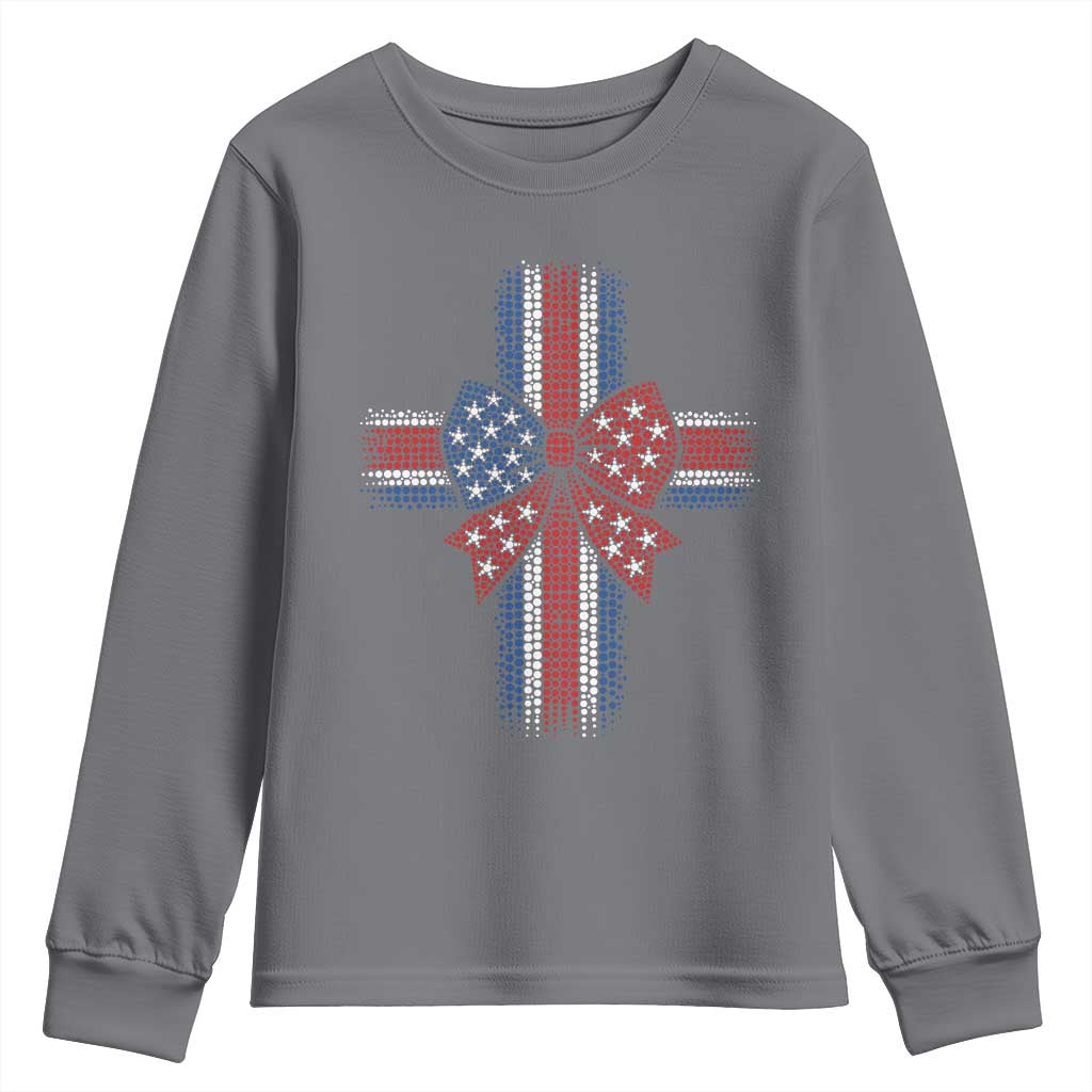 Dot Day Christian Youth Sweatshirt Patriotic Polka Dot Cross TS12 Charcoal Print Your Wear
