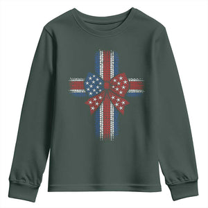 Dot Day Christian Youth Sweatshirt Patriotic Polka Dot Cross TS12 Dark Forest Green Print Your Wear