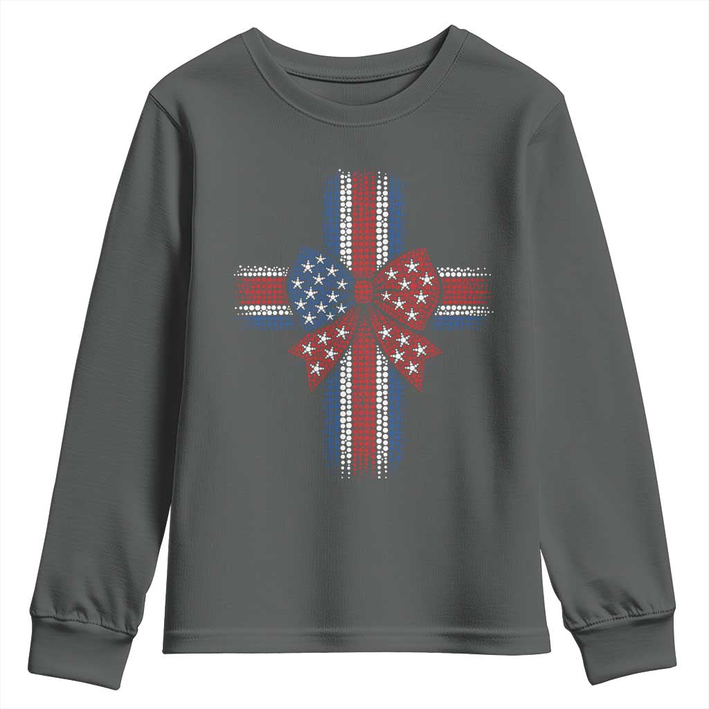 Dot Day Christian Youth Sweatshirt Patriotic Polka Dot Cross TS12 Dark Heather Print Your Wear
