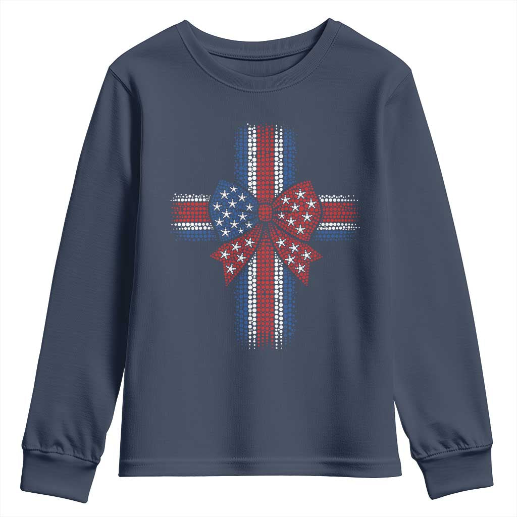 Dot Day Christian Youth Sweatshirt Patriotic Polka Dot Cross TS12 Navy Print Your Wear