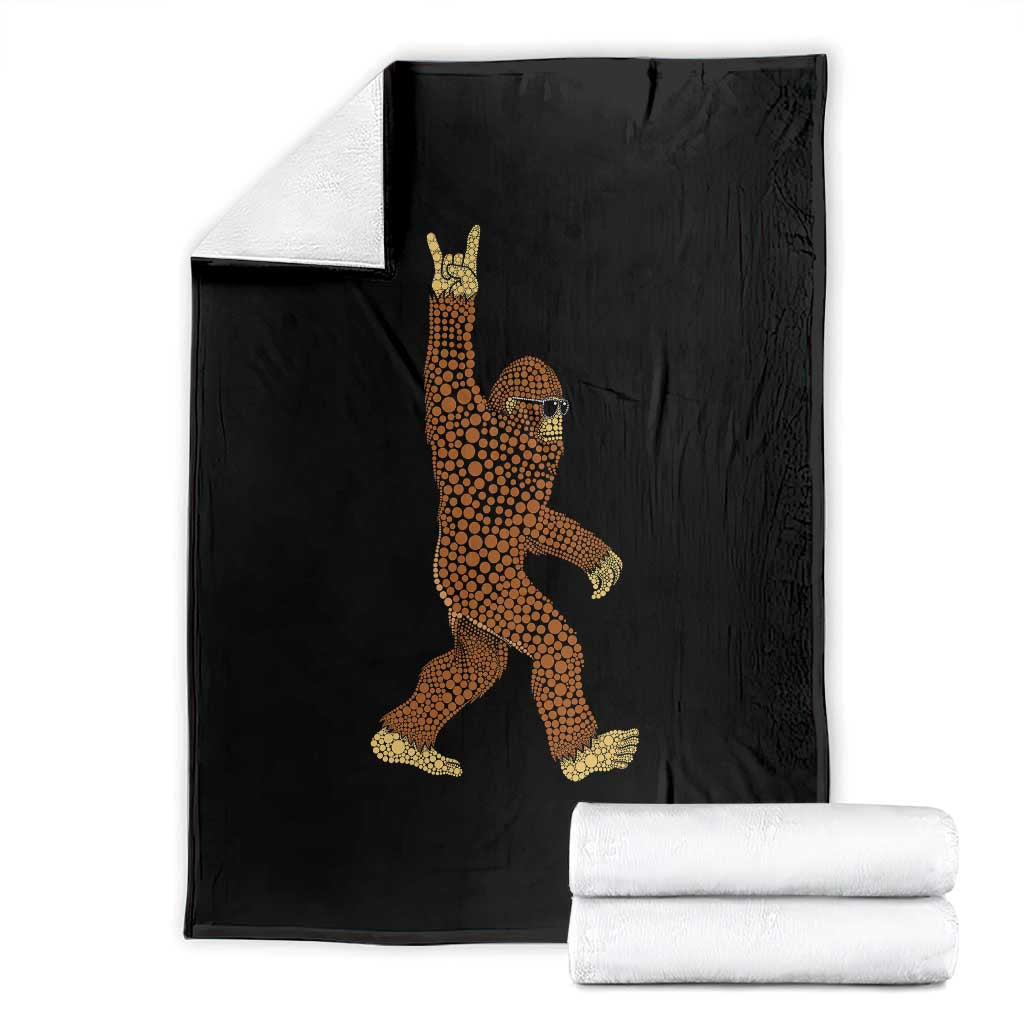 Funny Polka Dot Bigfoot Rock On Throw Blanket Dot Day Gift TS12 Black Print Your Wear