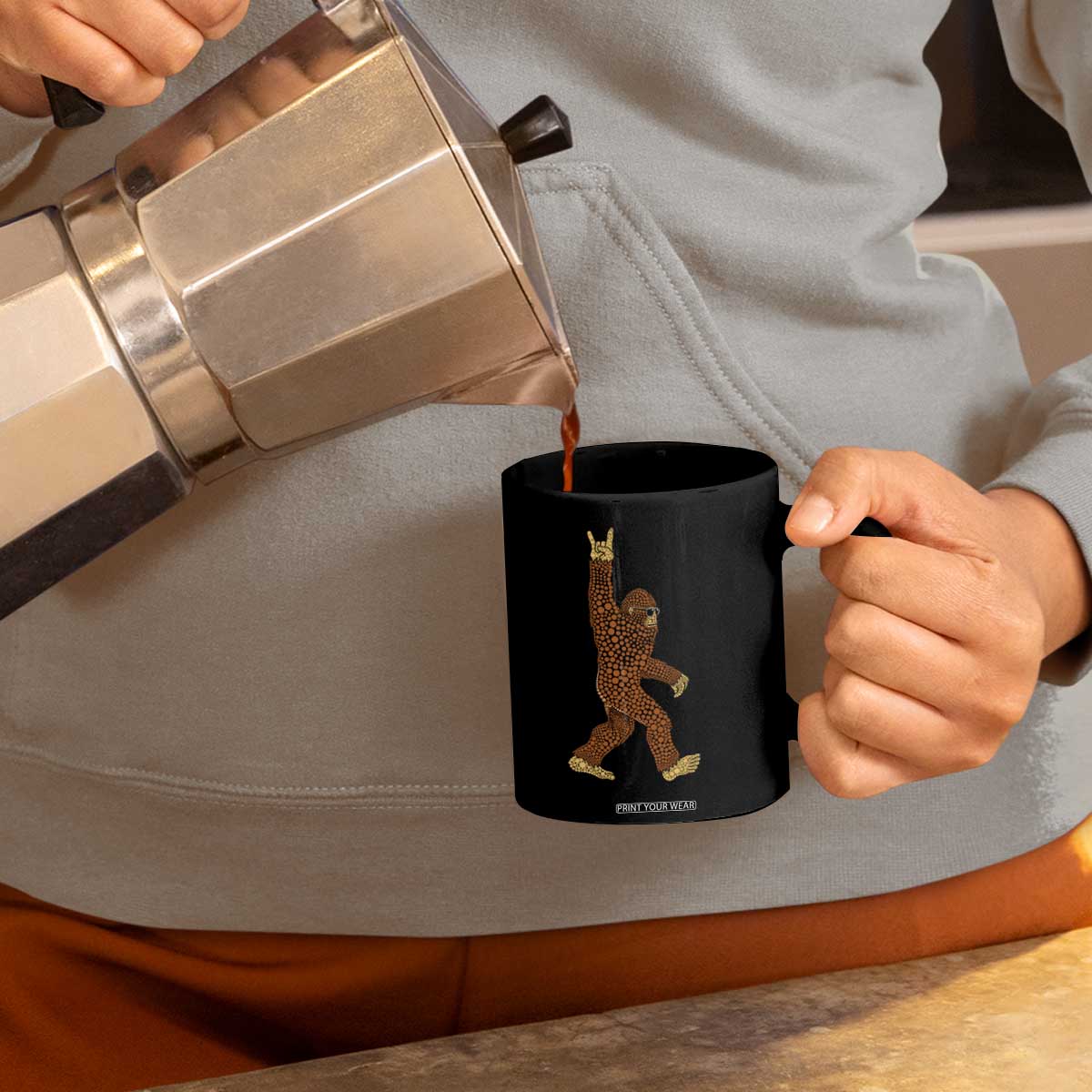 Funny Polka Dot Bigfoot Rock On Coffee Mug Dot Day Gift TS12 Print Your Wear
