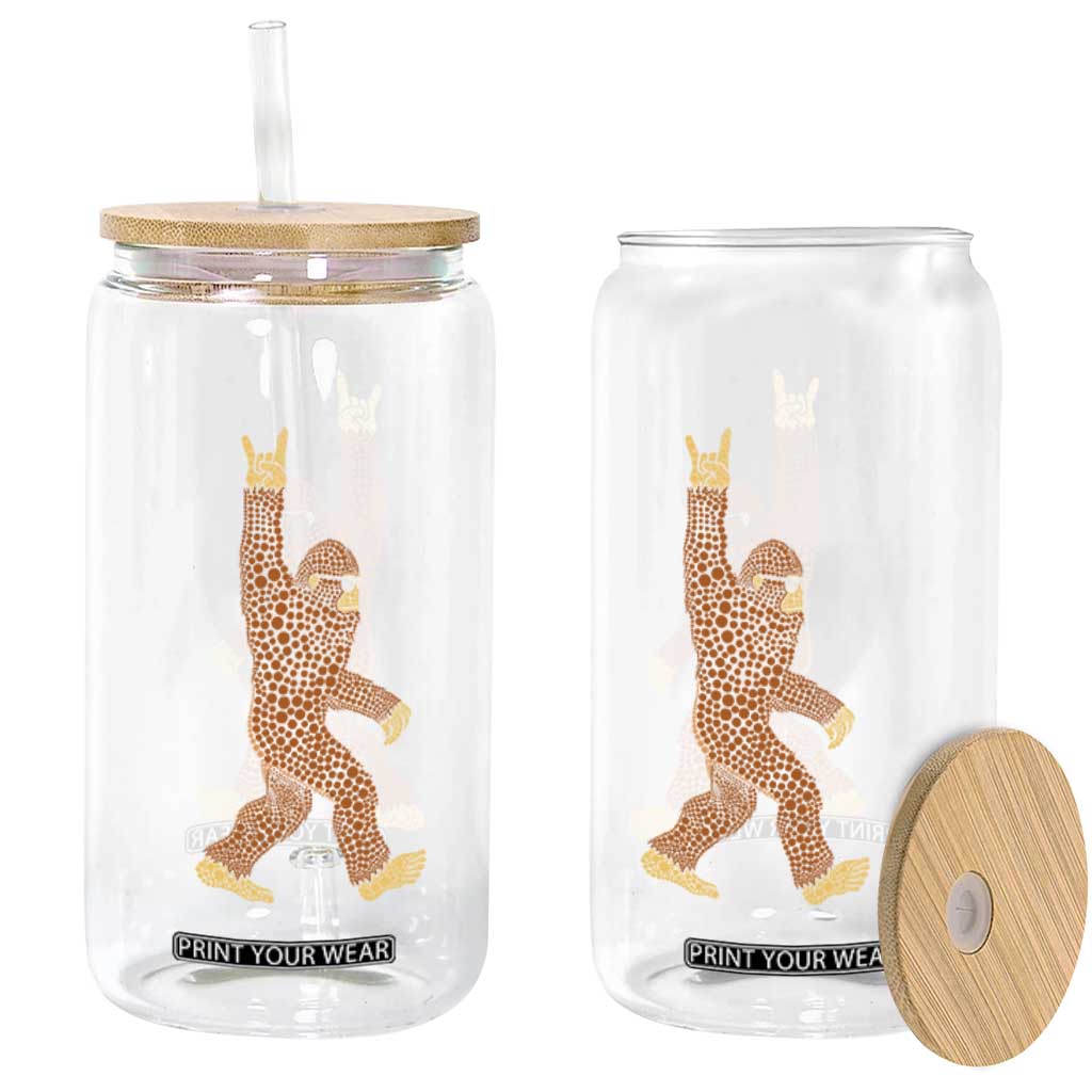 Funny Polka Dot Bigfoot Rock On Glass Can Dot Day Gift TS12 Print Your Wear