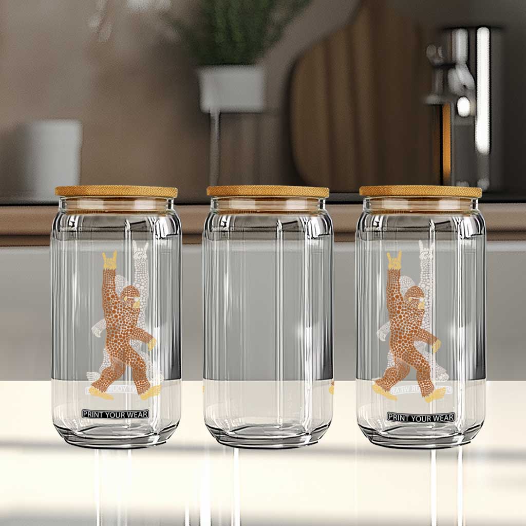 Funny Polka Dot Bigfoot Rock On Glass Can Dot Day Gift TS12 Print Your Wear