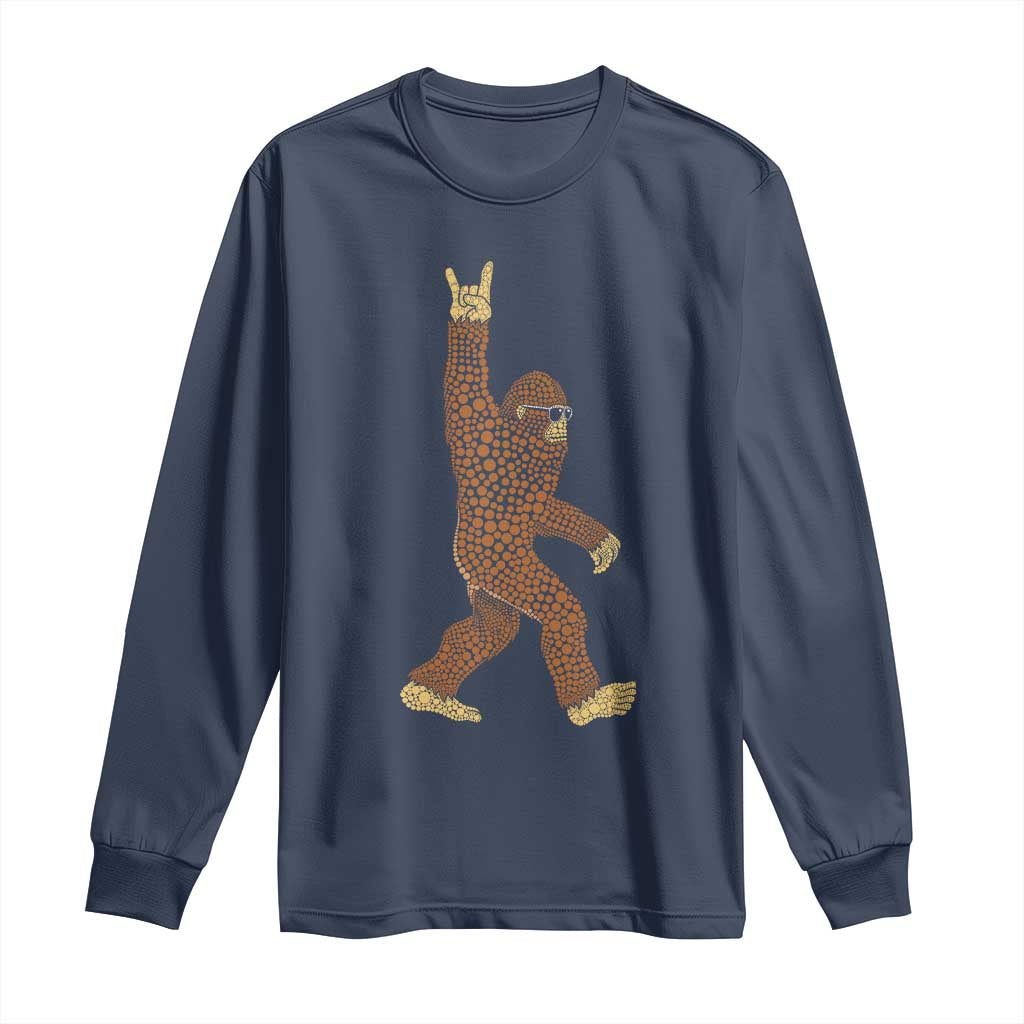 Funny Polka Dot Bigfoot Rock On Long Sleeve Shirt Dot Day Gift TS12 Navy Print Your Wear