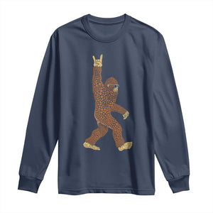 Funny Polka Dot Bigfoot Rock On Long Sleeve Shirt Dot Day Gift TS12 Navy Print Your Wear