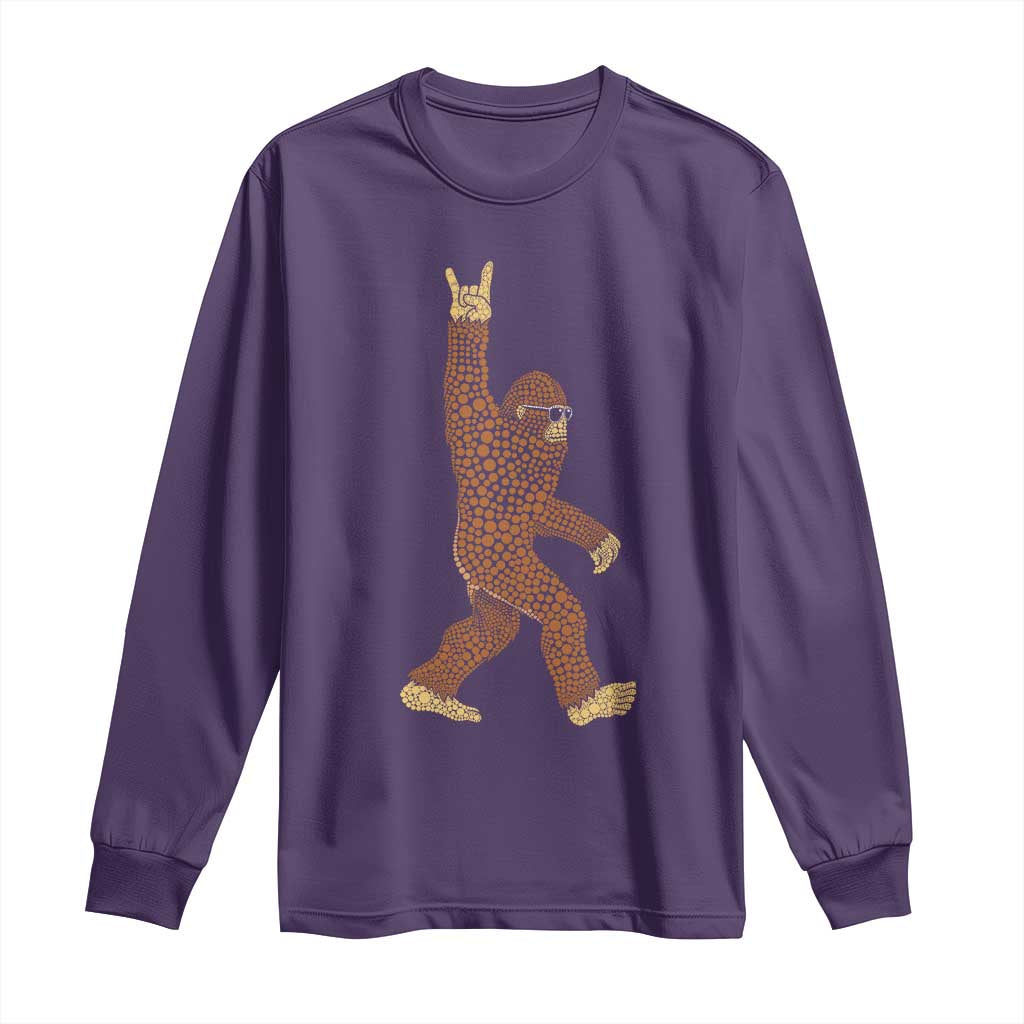 Funny Polka Dot Bigfoot Rock On Long Sleeve Shirt Dot Day Gift TS12 Purple Print Your Wear