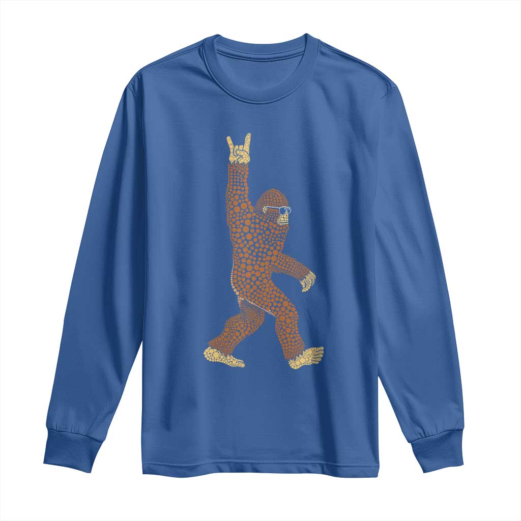 Funny Polka Dot Bigfoot Rock On Long Sleeve Shirt Dot Day Gift TS12 Royal Blue Print Your Wear