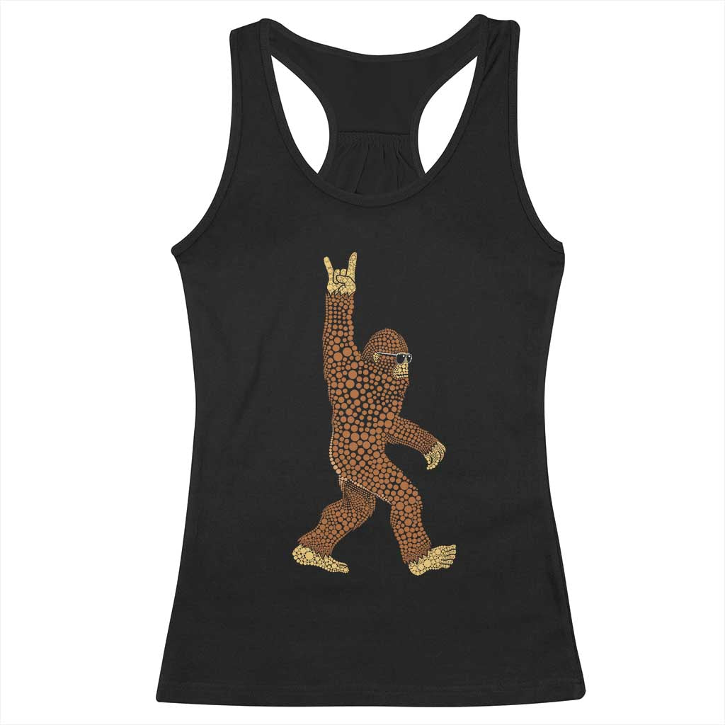 Funny Polka Dot Bigfoot Rock On Racerback Tank Top Dot Day Gift TS12 Black Print Your Wear