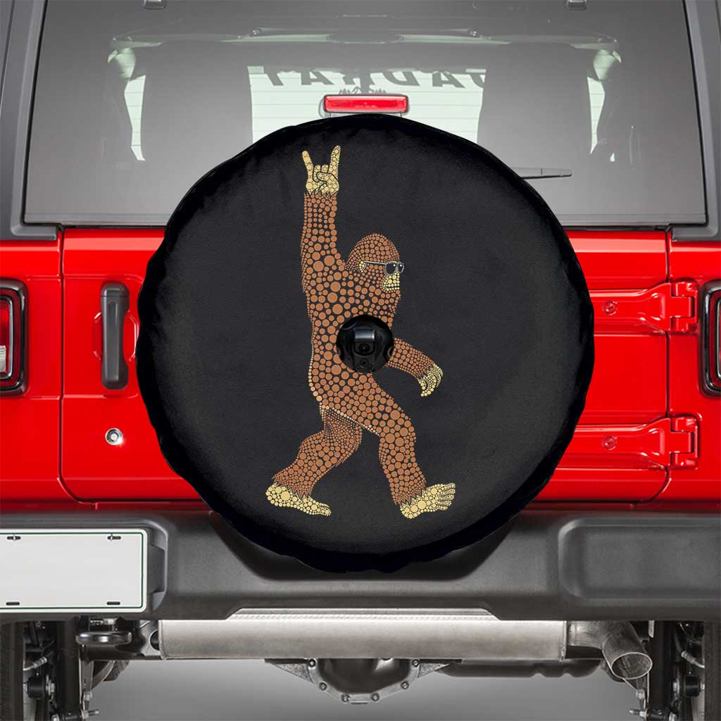 Funny Polka Dot Bigfoot Rock On Spare Tire Cover Dot Day Gift TS12 Black Print Your Wear