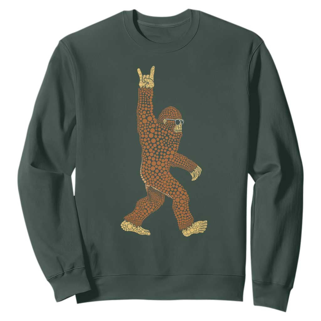 Funny Polka Dot Bigfoot Rock On Sweatshirt Dot Day Gift TS12 Dark Forest Green Print Your Wear