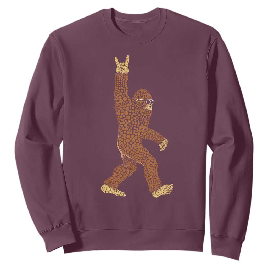 Funny Polka Dot Bigfoot Rock On Sweatshirt Dot Day Gift TS12 Maroon Print Your Wear