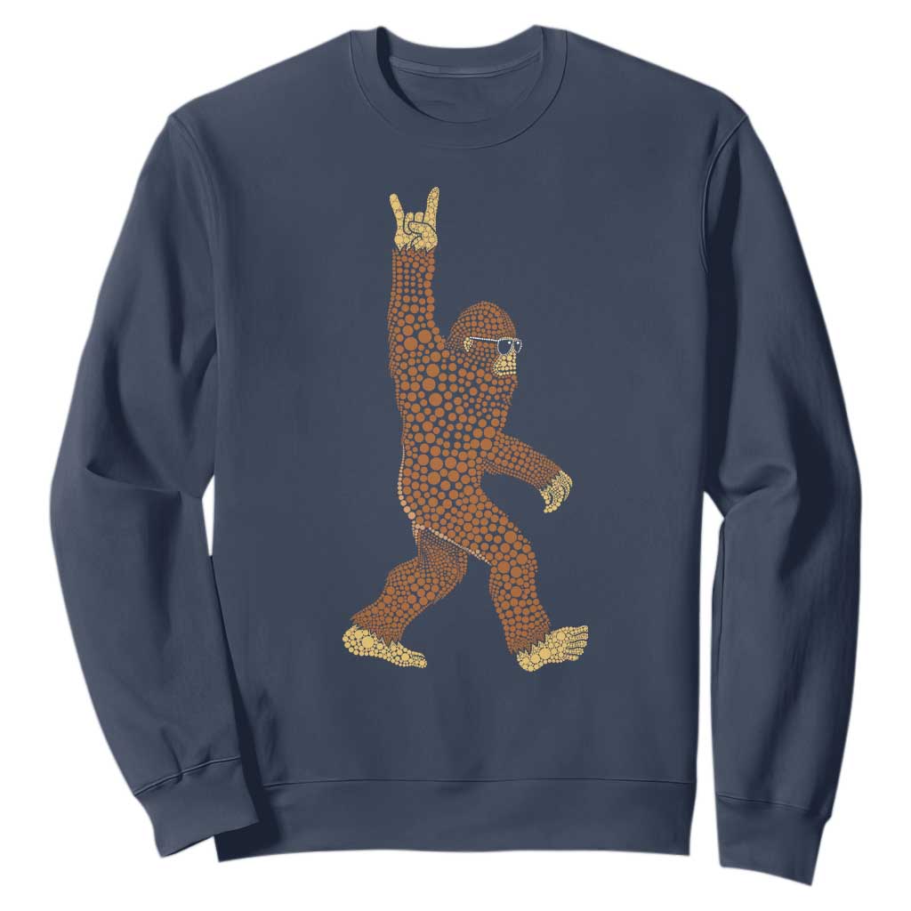 Funny Polka Dot Bigfoot Rock On Sweatshirt Dot Day Gift TS12 Navy Print Your Wear