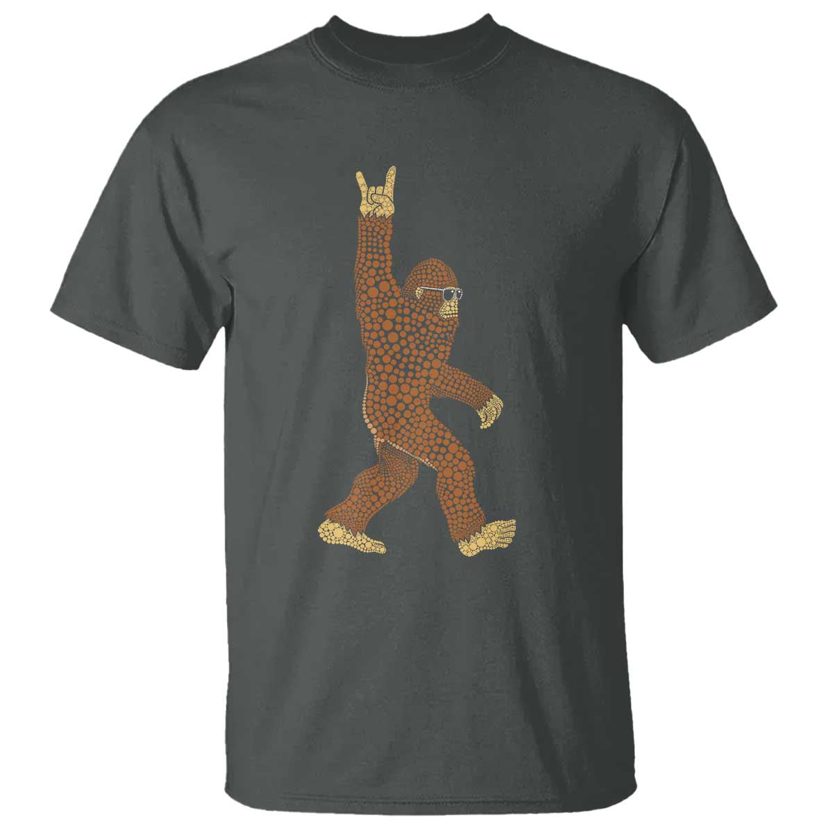 Funny Polka Dot Bigfoot Rock On T Shirt Dot Day Gift TS12 Dark Heather Print Your Wear