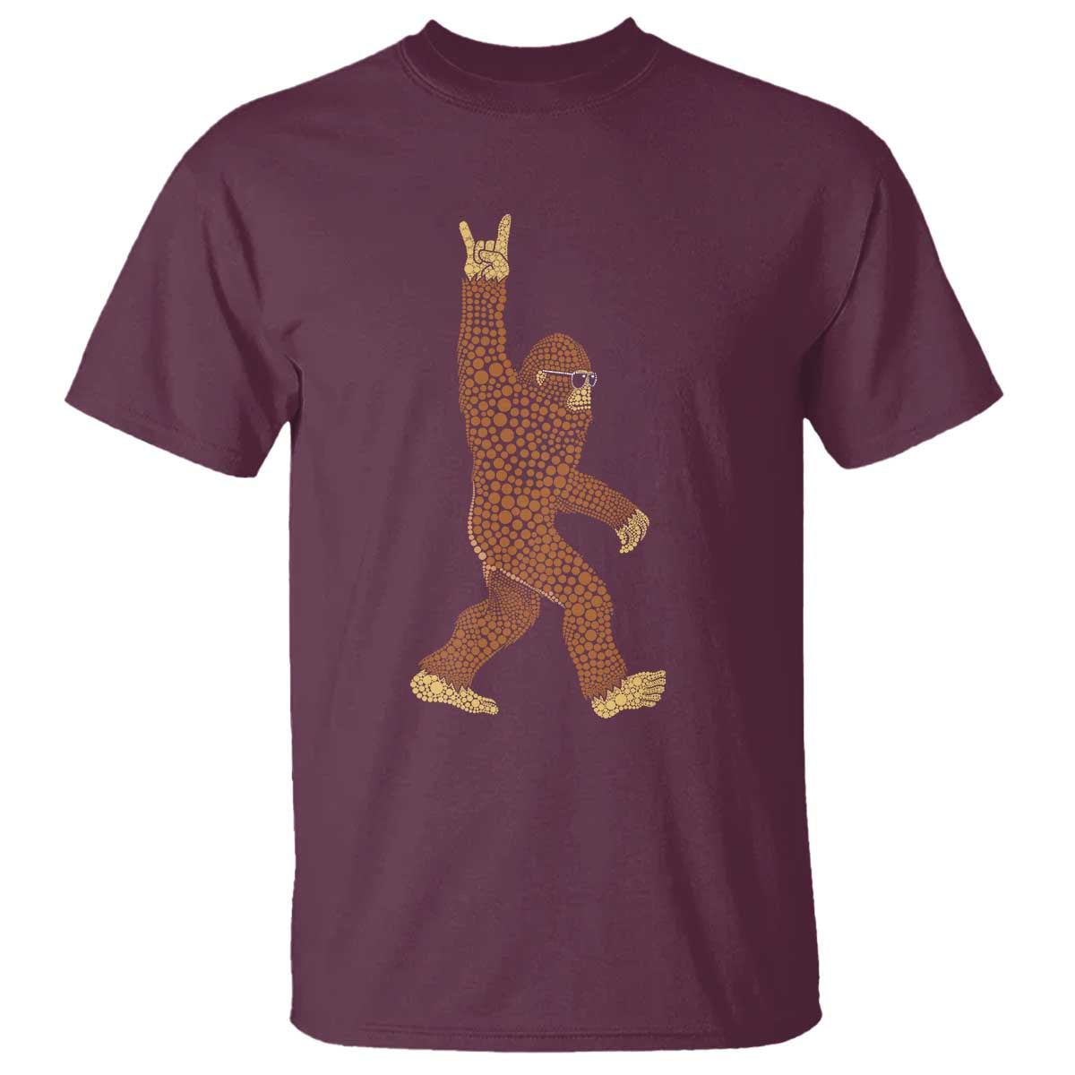 Funny Polka Dot Bigfoot Rock On T Shirt Dot Day Gift TS12 Maroon Print Your Wear