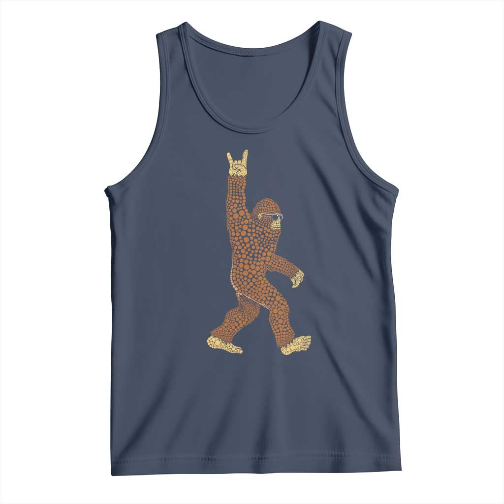 Funny Polka Dot Bigfoot Rock On Tank Top Dot Day Gift TS12 Navy Print Your Wear