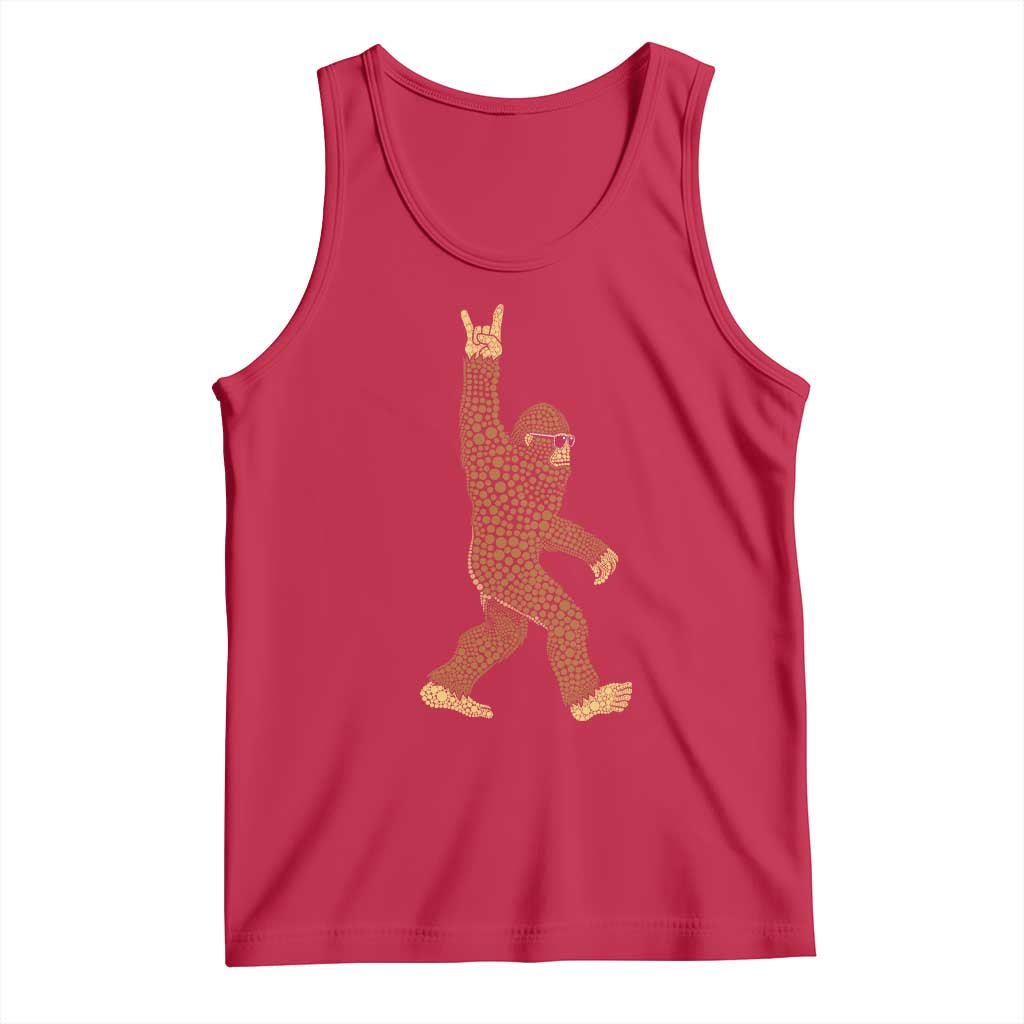 Funny Polka Dot Bigfoot Rock On Tank Top Dot Day Gift TS12 Red Print Your Wear
