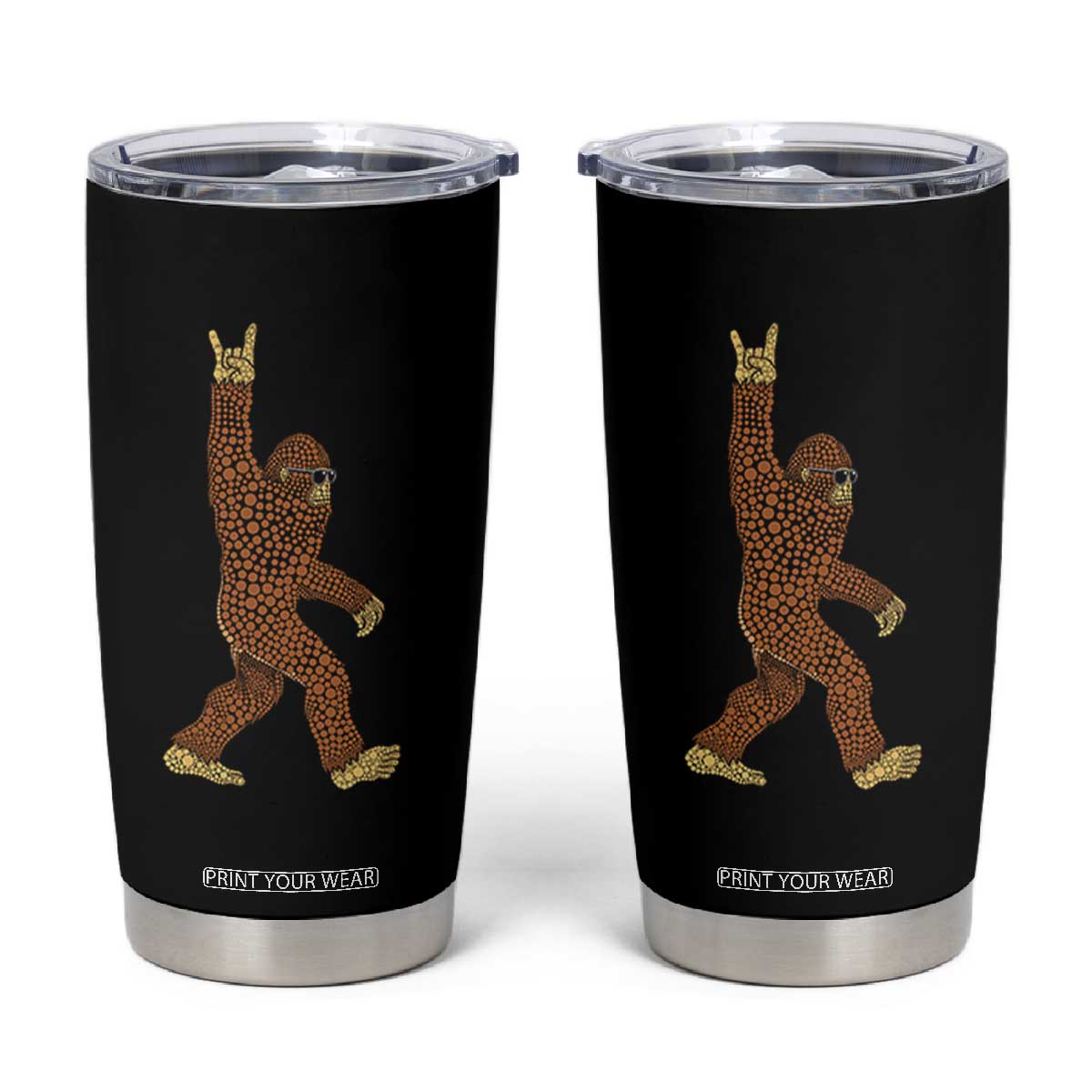 Funny Polka Dot Bigfoot Rock On Tumbler Cup Dot Day Gift TS12 Black Print Your Wear