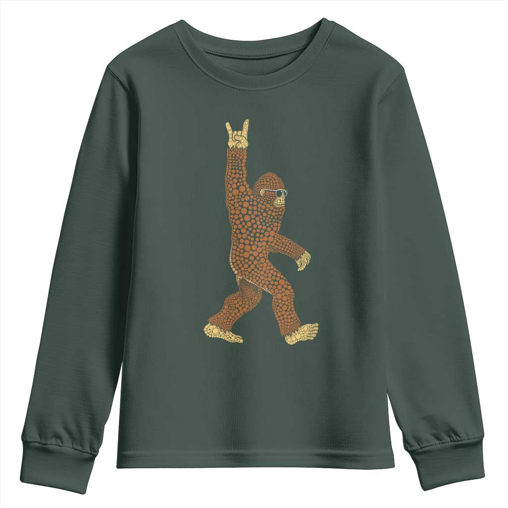 Funny Polka Dot Bigfoot Rock On Youth Sweatshirt Dot Day Gift TS12 Dark Forest Green Print Your Wear
