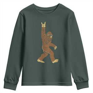 Funny Polka Dot Bigfoot Rock On Youth Sweatshirt Dot Day Gift TS12 Dark Forest Green Print Your Wear