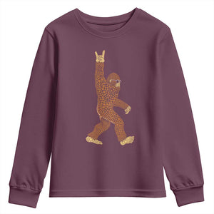 Funny Polka Dot Bigfoot Rock On Youth Sweatshirt Dot Day Gift TS12 Maroon Print Your Wear