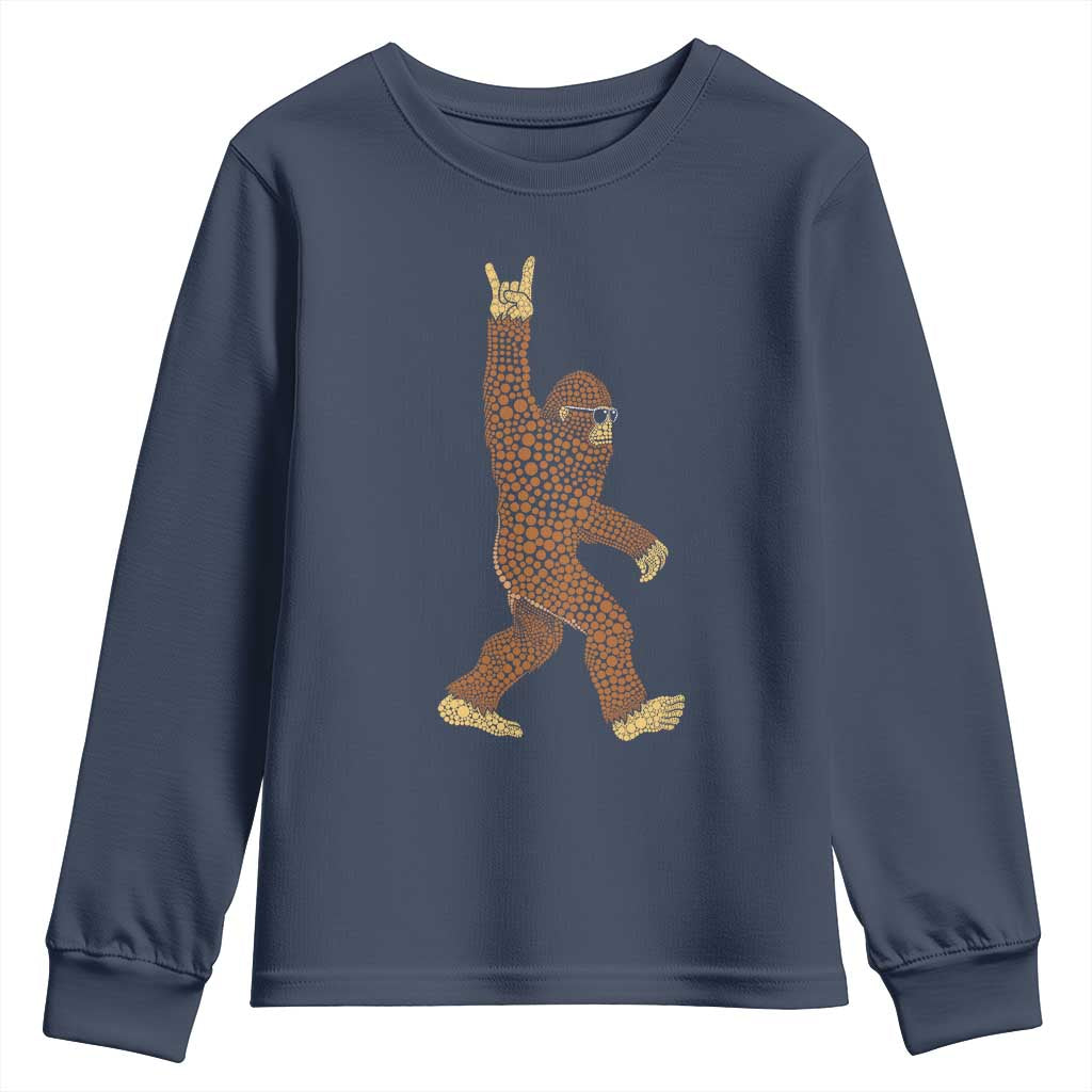 Funny Polka Dot Bigfoot Rock On Youth Sweatshirt Dot Day Gift TS12 Navy Print Your Wear